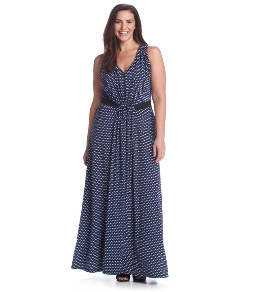 Plus Size Women's Michael Michael Kors 'Alston' Print V-Neck Maxi Dress