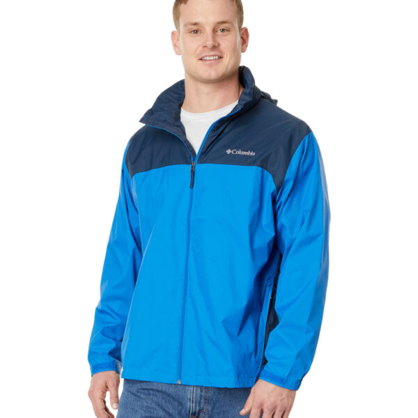 Columbia Men's Big and Tall Glennaker Lake Front-Zip Rain Jacket with Hideaway Hood, Blue Jay