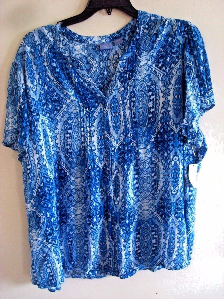 Women's Plus Y-Neck Blouse - Tribal