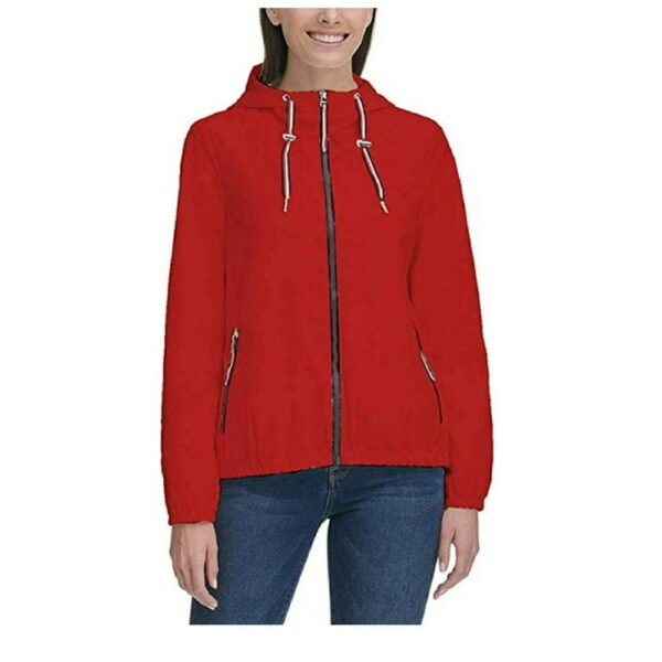 Tommy Hilfiger Ladies Windbreaker Hoodie Jacket Red Large - NEW