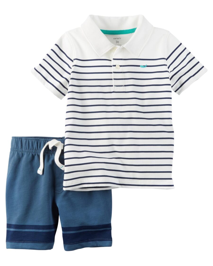 Carter's 2-Pc. Cotton Striped Polo Shirt & Shorts Set, Baby Boys (0-24 months)
