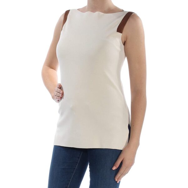 Ralph Lauren Women's Ivory Color Block Sleeveless Boat Neck Top Size: XL