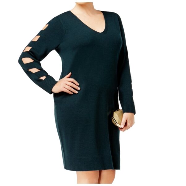 Women's Sweater Dress Plus V Neck Knit 1X