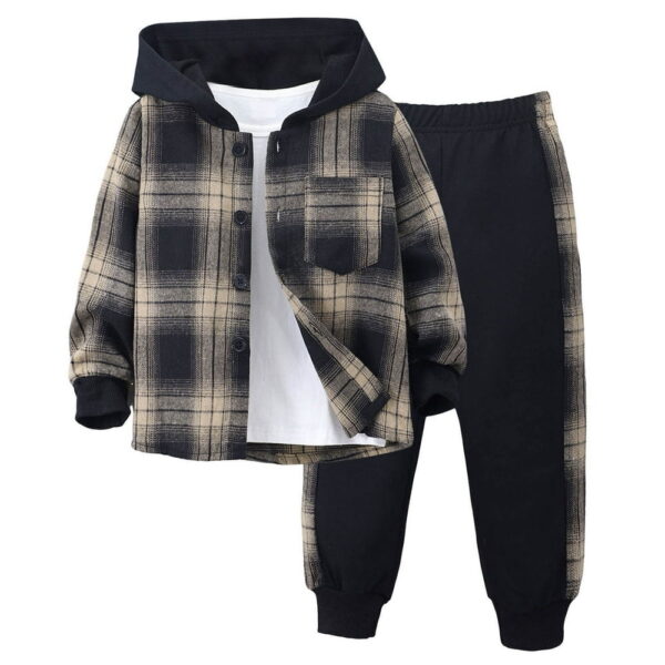 3 Year Old Boy Clothes Toddler Boy Outfit 2Pcs Kids Boys Flannel Plaid Shirt Tops Pants Set