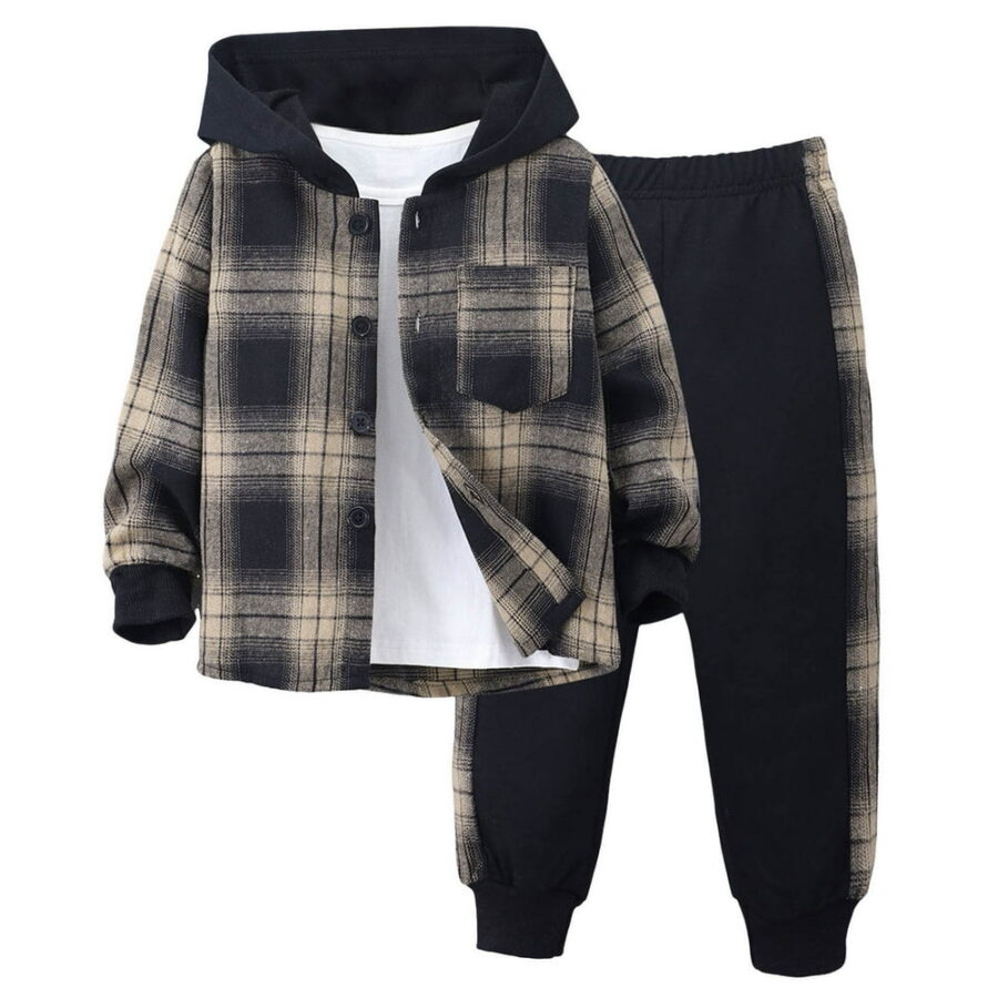 3 Year Old Boy Clothes Toddler Boy Outfit 2Pcs Kids Boys Flannel Plaid Shirt