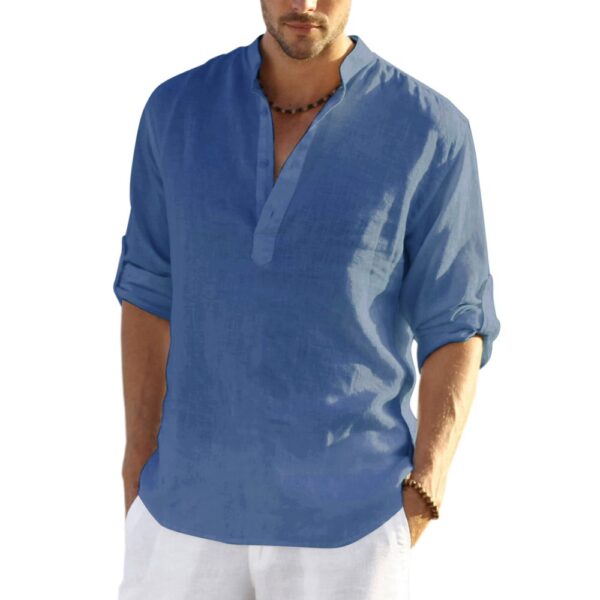 Coofandy Men's Cotton Linen Henley Shirt Big and Tall Long Sleeve Hippie Casual Beach T Shirts