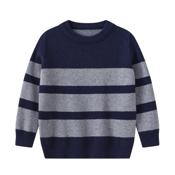 Coerni Boys Sweaters Cotton Cable Knit Stripe Sweater Kids Crew Neck Pullover Toddler School