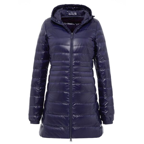 Niuer Ladies Puffer Jacket Long Sleeve Coat Solid Color Outwear Hoodies Down Jackets Hooded