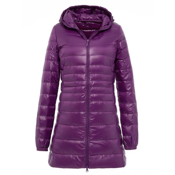 Niuer Ladies Puffer Jacket Long Sleeve Coat Solid Color Outwear Hoodies Down Jackets Hooded