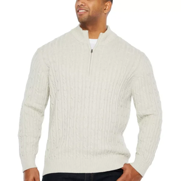 Izod Men's Big & Tall Fieldhouse Cable Knit Pullover Sweater
