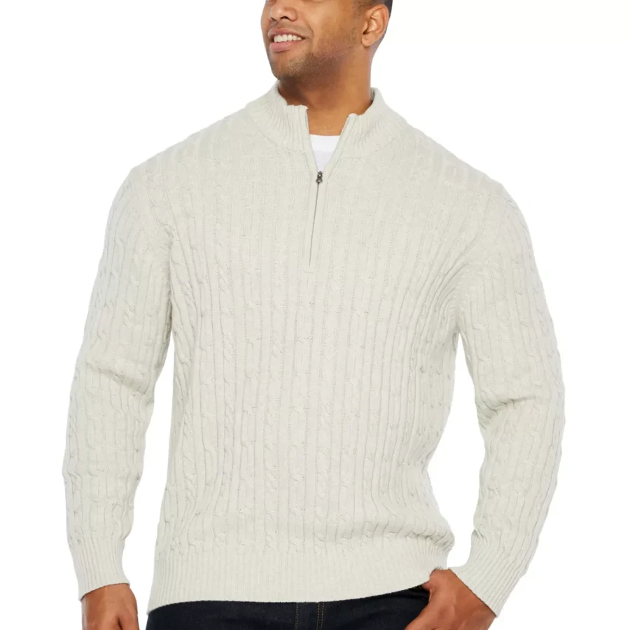 Izod Men's Big & Tall Fieldhouse Cable Knit Pullover Sweater