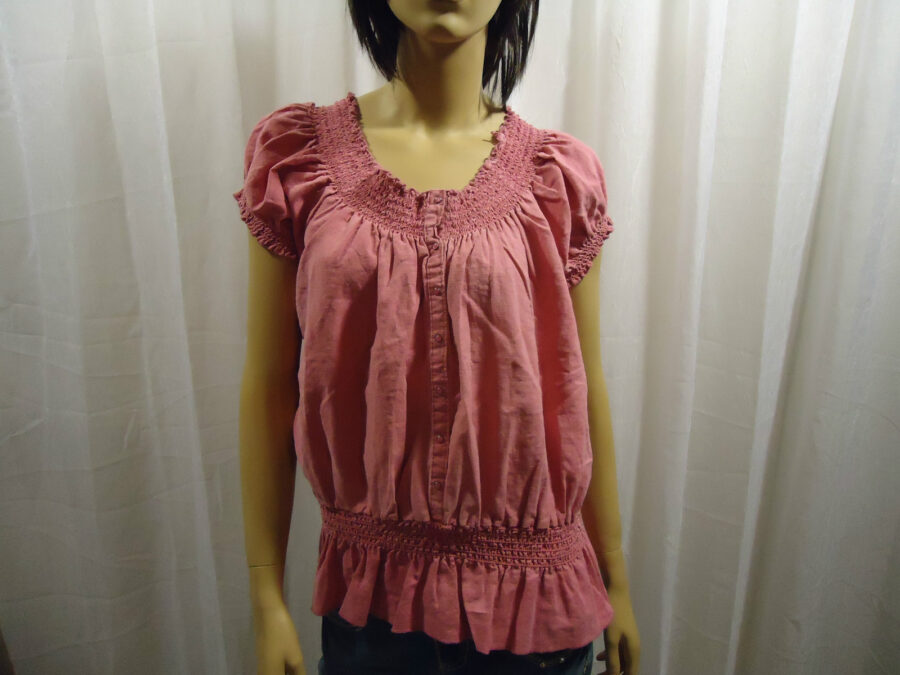 Newnine West Vintage America Jeans Women's Cotton Blouse/peasanttop/sz Lg/pink