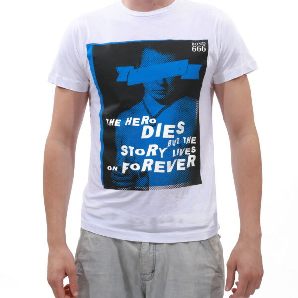 E.vil Men's Cotton T-Shirt "The Hero Dies But the Story" White