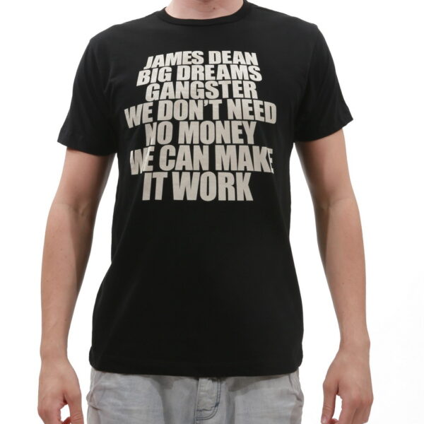E.vil Men's Cotton T-Shirt "James Dean Big Dreams White Ink" Black