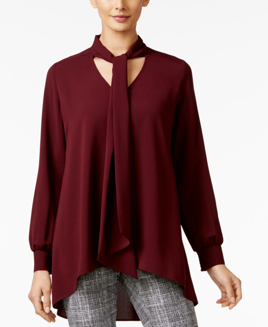 Alfani Women's Solid Pullover Blouse Red 10