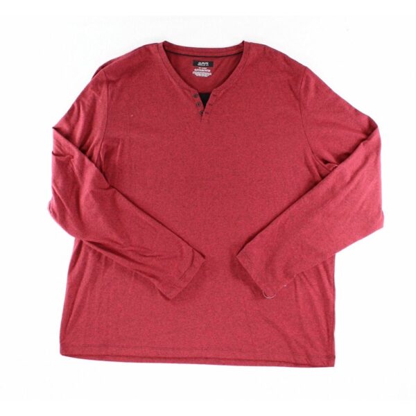 NWT Alfani Men's Long Sleeve V-Neck Casual Shirt, Red Size XXL