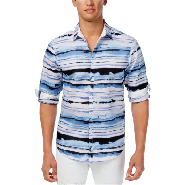 INC International Concepts Men's Button Down Shirt Sport (Large Blue)