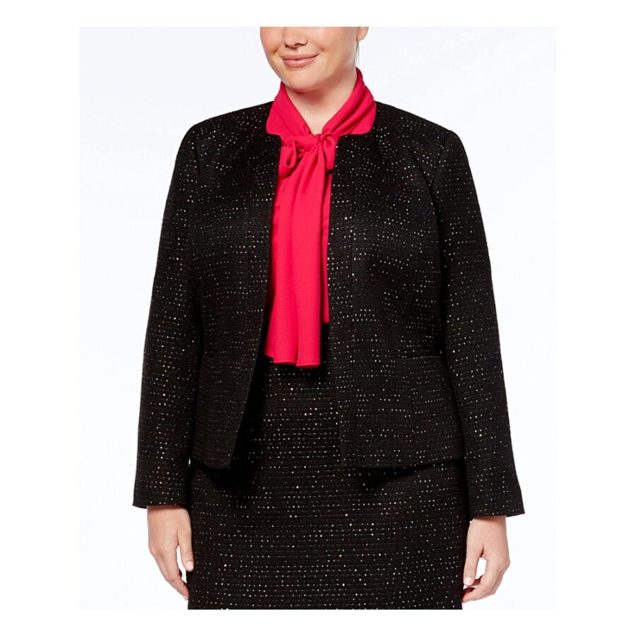Nine West $139 Women's New 1396 Black Sequined Tweed Blazer Jacket 14W B+B