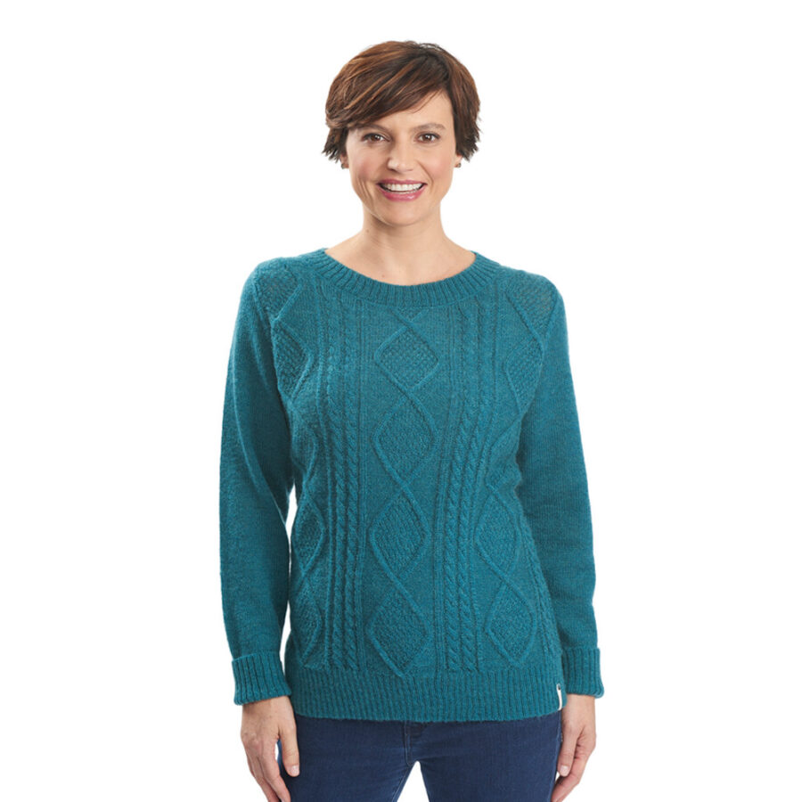 Woolrich Women's Cable Mohair Sweater, Mineral Blue, Large