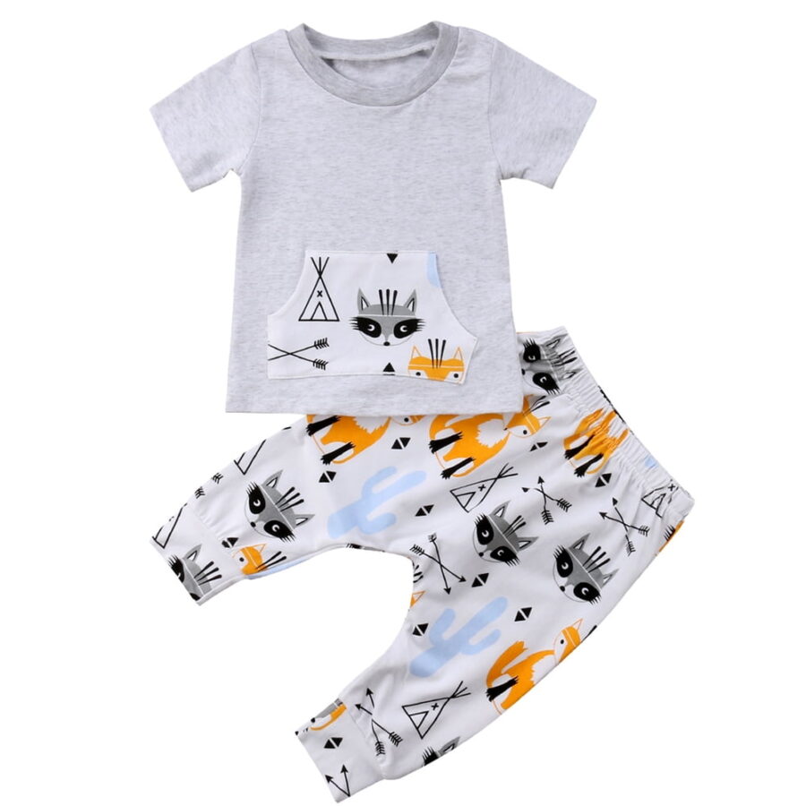 2Pcs Toddler Baby Boy T-Shirt Top+Pants Trousers Outfit Kids Clothes Set