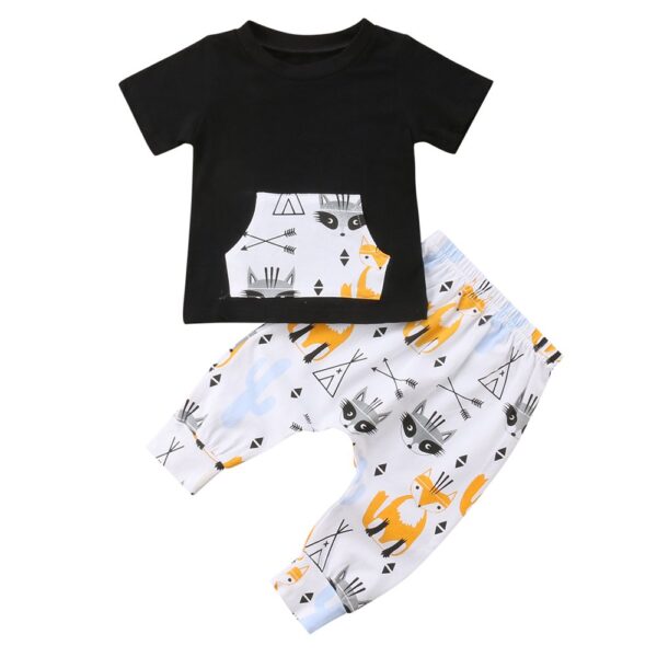 2Pcs Toddler Baby Boy T-Shirt Top+Pants Trousers Outfit Kids Clothes Set Cotton