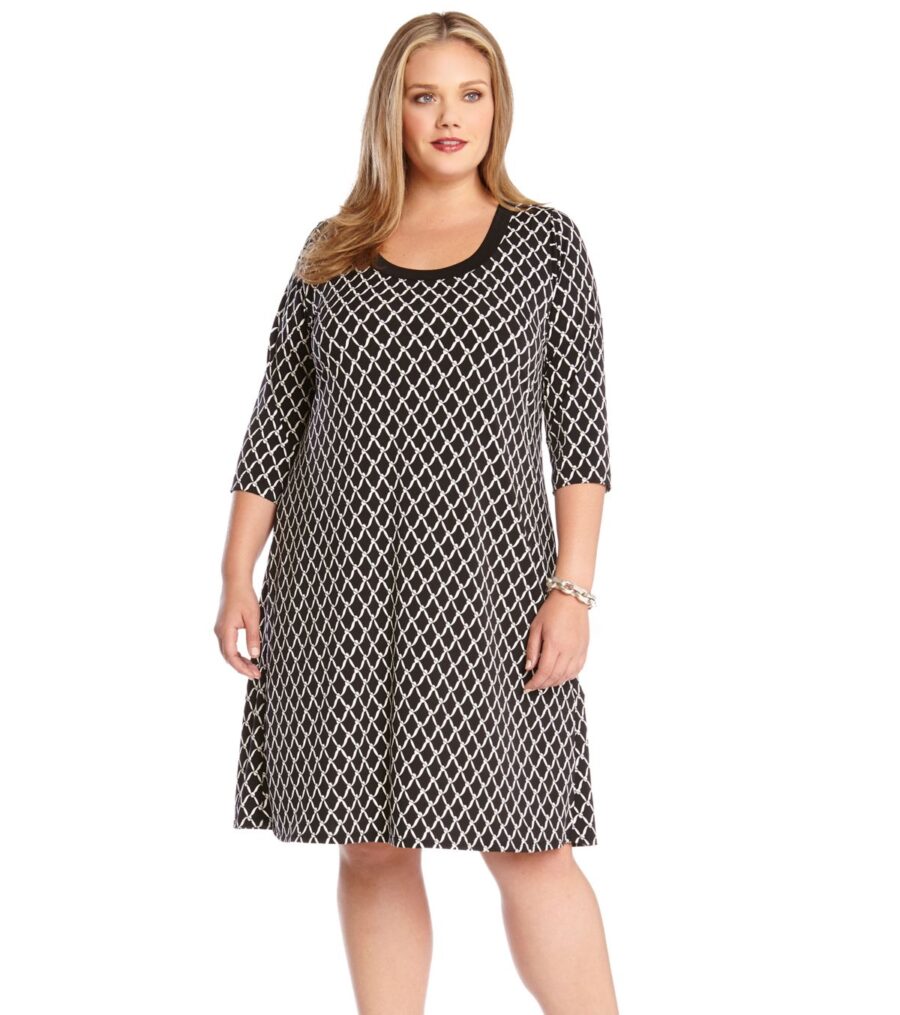 Karen Kane Women's Plus-Size Chain T-Shirt Dress, Print, 2X