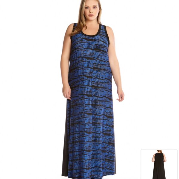 Plus Size Women's Karen Kane 'Aventura Azul' Sleeveless A-Line Maxi Dress