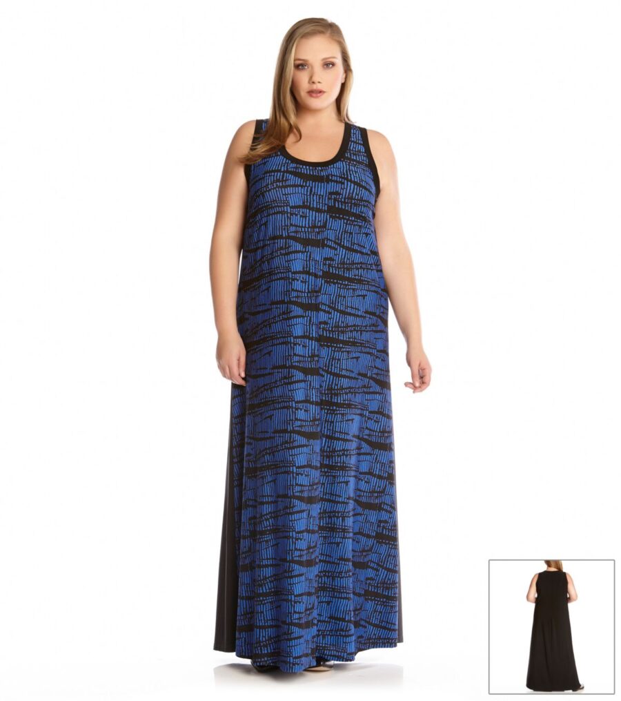 Plus Size Women's Karen Kane 'Aventura Azul' Sleeveless A-Line Maxi Dress