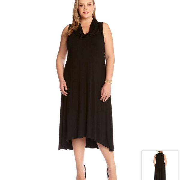 Plus Size Women's Karen Kane 'Katie' Cowl Neck High/Low Midi Dress