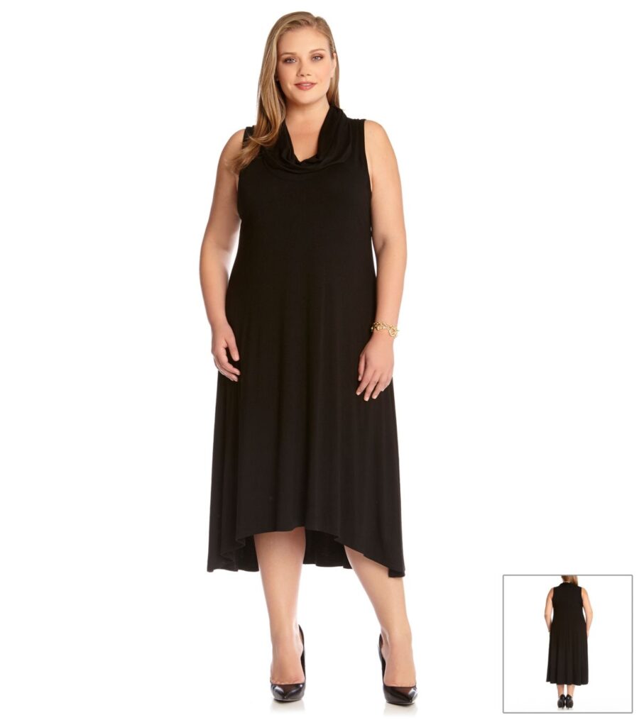 Plus Size Women's Karen Kane 'Katie' Cowl Neck High/Low Midi Dress