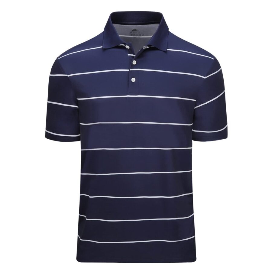 Scodi Men's Casual Polo Shirts Summer Short Sleeve Blue Striped Tactical Golf