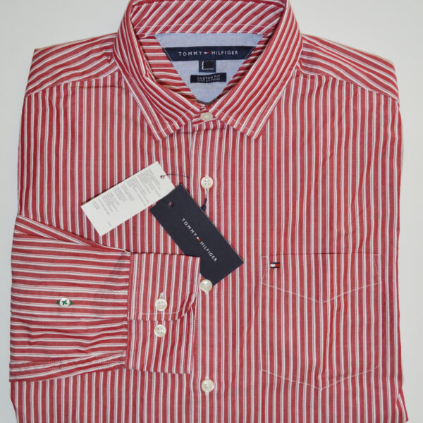 Tommy Hilfiger Men's Casual Long Sleeve Shirt, M Medium, Burgundy, Custom Fit