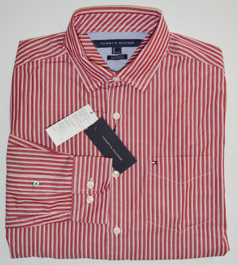 Tommy Hilfiger Men's Casual Long Sleeve Shirt, M Medium, Burgundy, Custom Fit