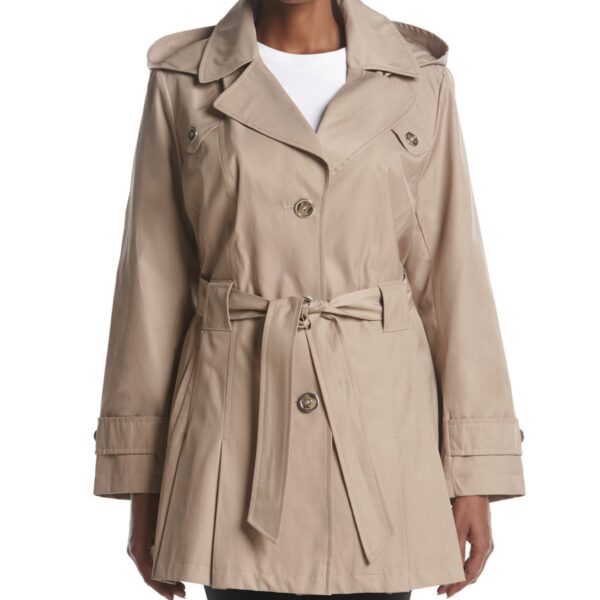 Plus Size Women's Via Spiga 'Scarpa' Single Breasted Hooded Trench Coat