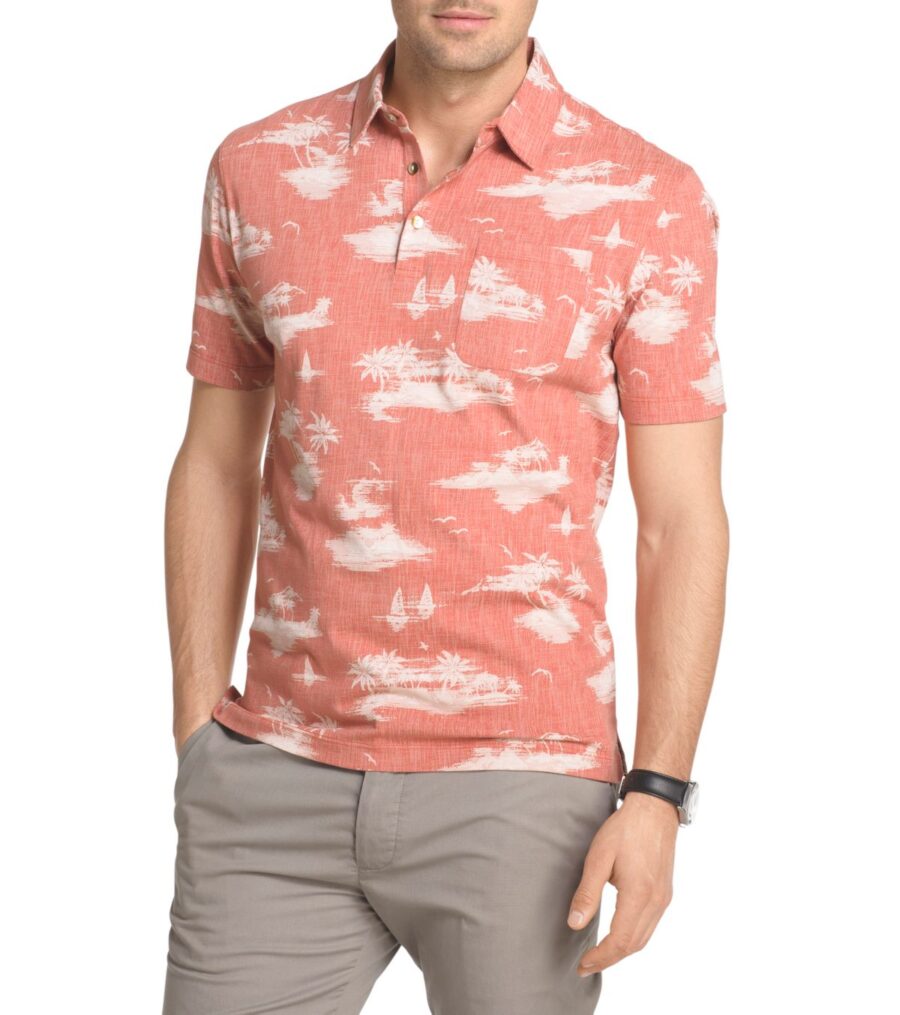 Van Heusen Men's Big & Tall Short Sleeve Island Print Polo Shirt