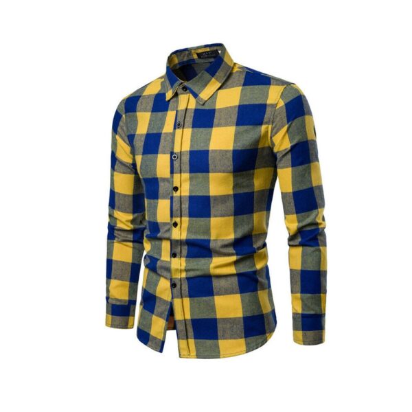 Sunisery Men Casual Plaid Shirts Flannel Red Checkered Shirts Male Long