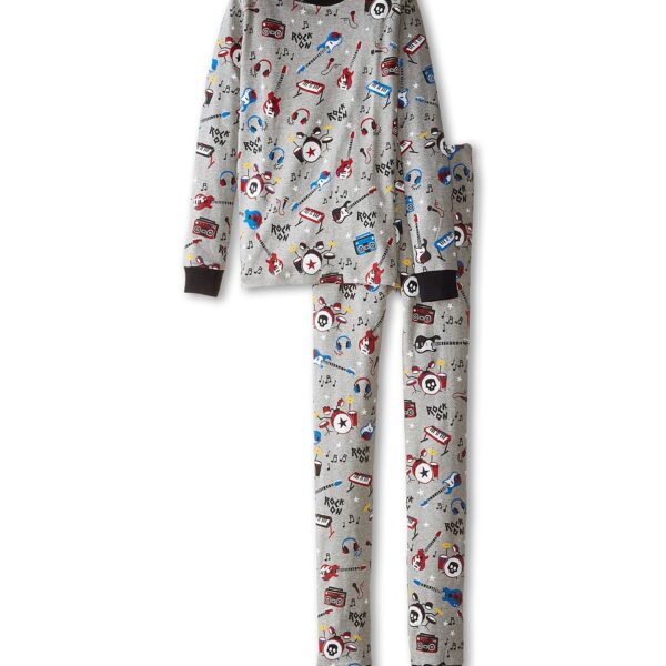Hatley Little Boys' Pajama Set Overall Rock Band, Grey, 2