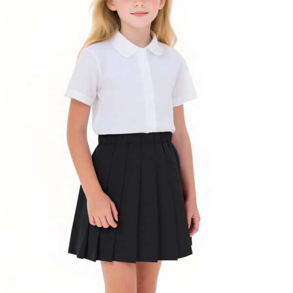Bcsioaoi Girls Skirt Cotton Elastic Waist Pleated Back to School Mini Skirt for Kids Black