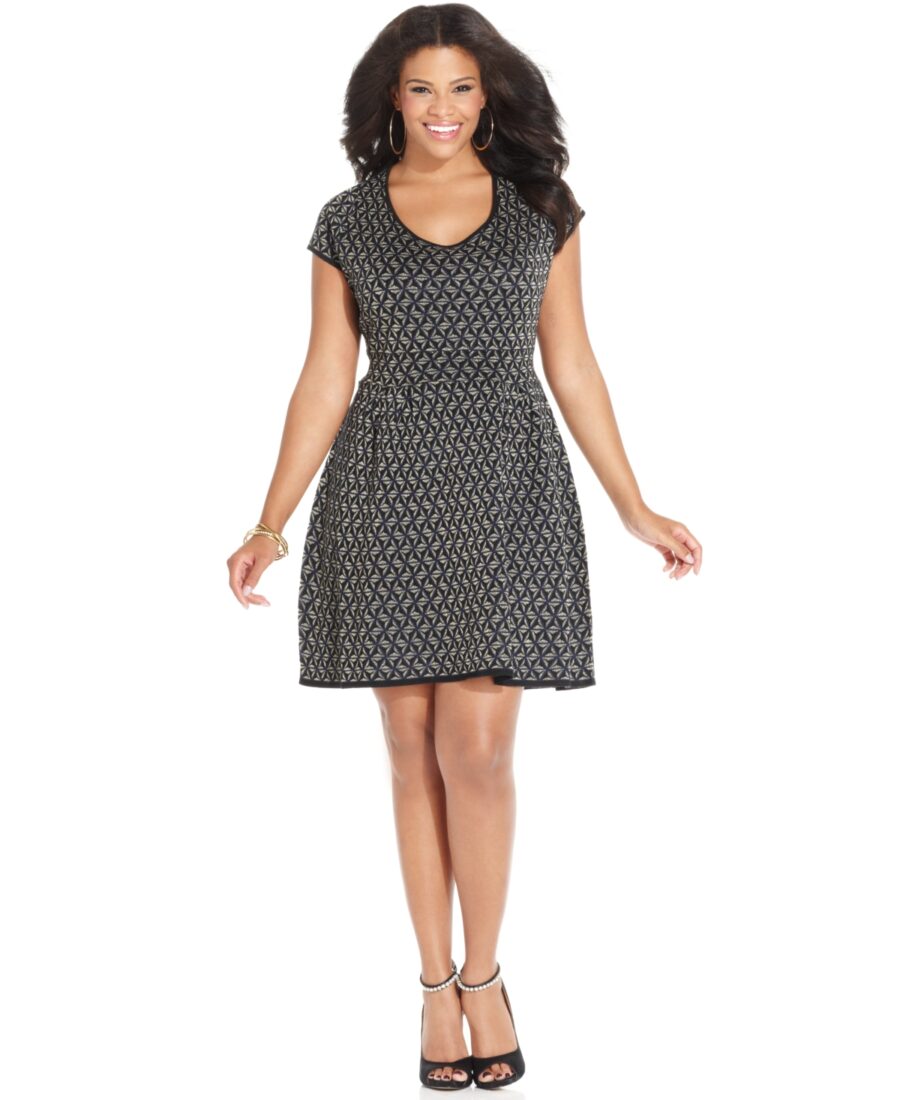 Jessica Simpson Plus Size Twylar A-Line Sweater Dress