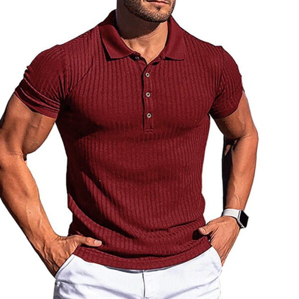 Glestore Polo Shirts for Men Casual Polo Shirts Short Sleeve Elastic Bar Burgundy L