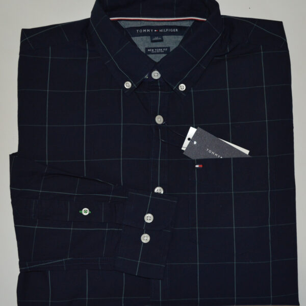 Tommy Hilfiger Men Casual Long Sleeve Shirt, S, Small, Blue, York Style
