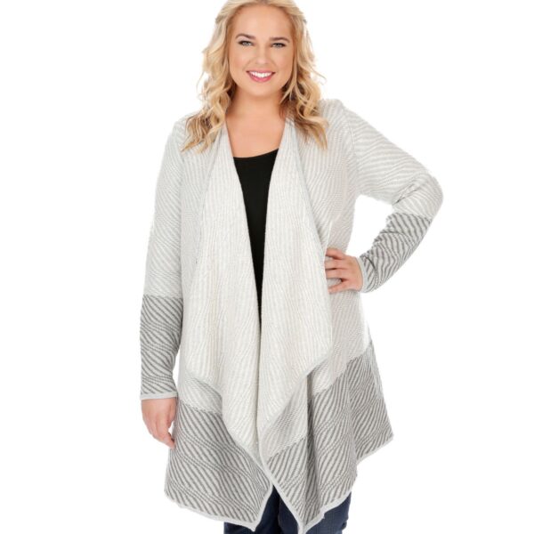 Lucky Brand Women's Plus-Size Waterfall Cardigan, Natural Multi, 2X