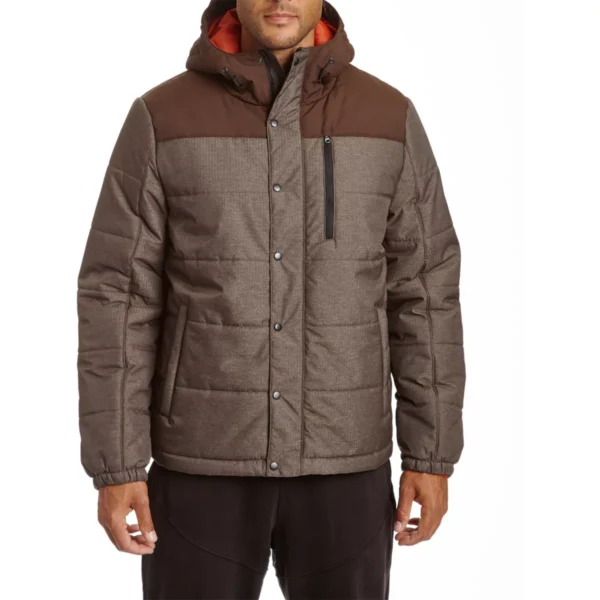 Champion Big & Tall Tech Herringbone Quilted Shell Jacket L Tall, Brown Heather