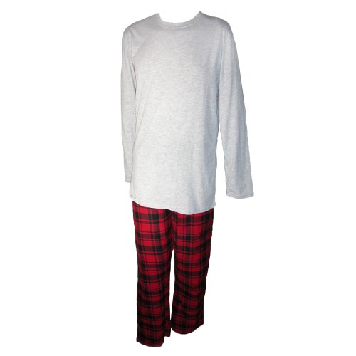 Men's Cotton Long Sleeve Shirt and Flannel Pajama Pants