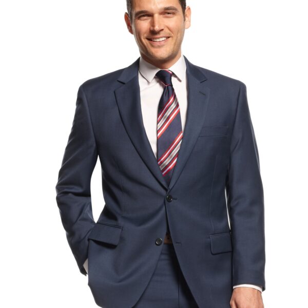 Men's Blazer Navy Two Button Notch-Collar 38