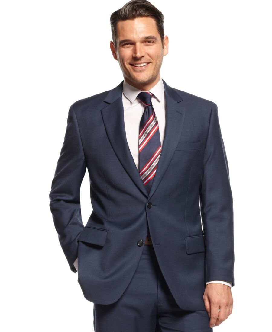 Men's Blazer Navy Two Button Notch-Collar 38