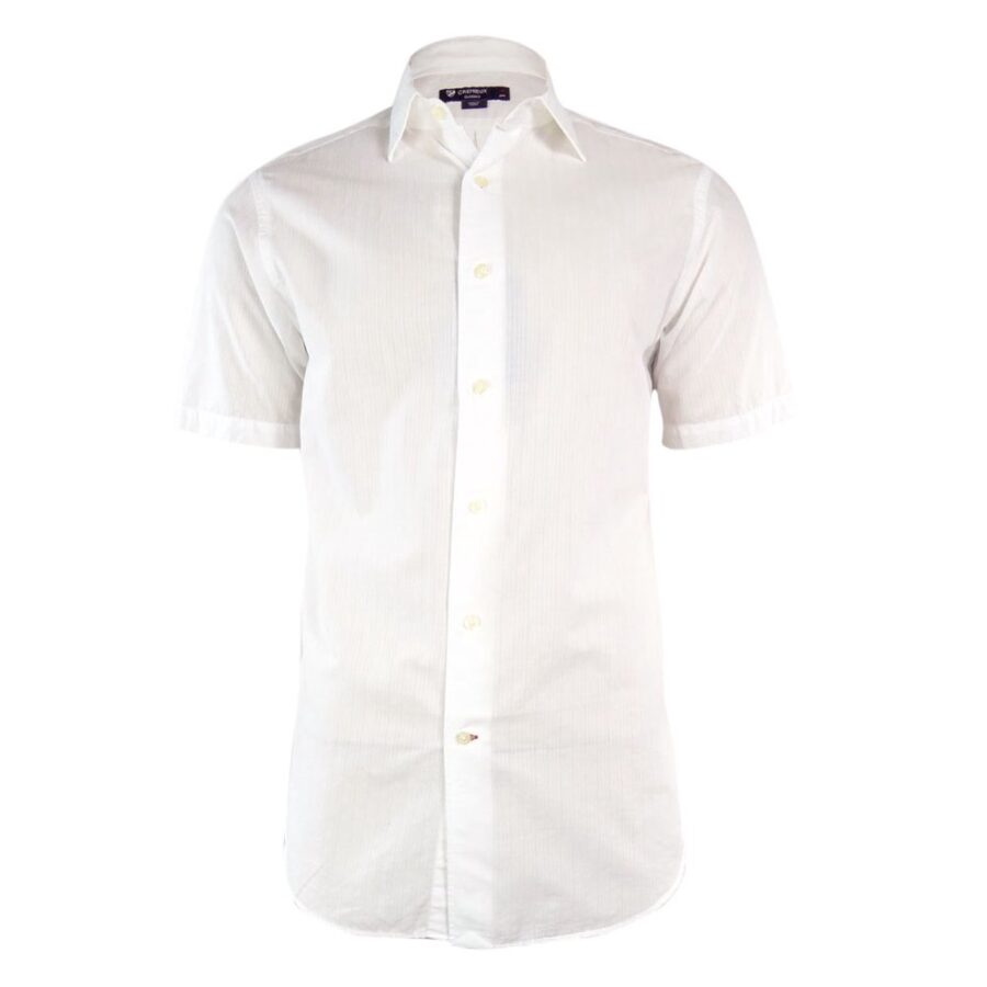 Cremieux Men's Classics Dobby Cotton Button-Down Shirt (L, White)