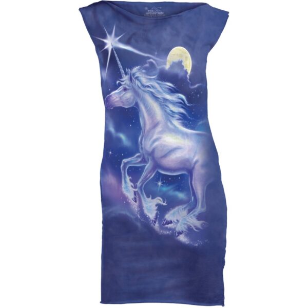 The Mountain Purple Cotton Unicorn Star Novelty Parody Women's T-Shirt Dress (L)