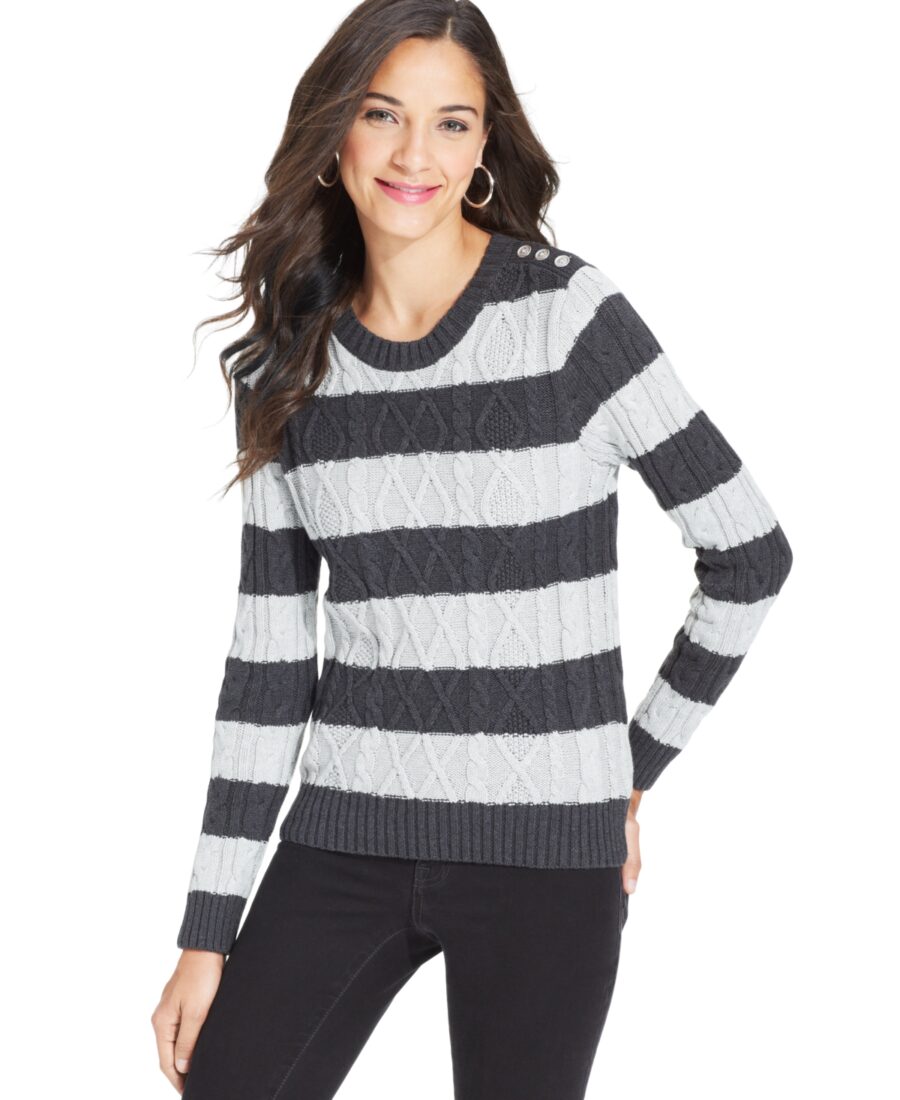 Jeanne Pierre Cowl-Neck Cable-Knit Sweater