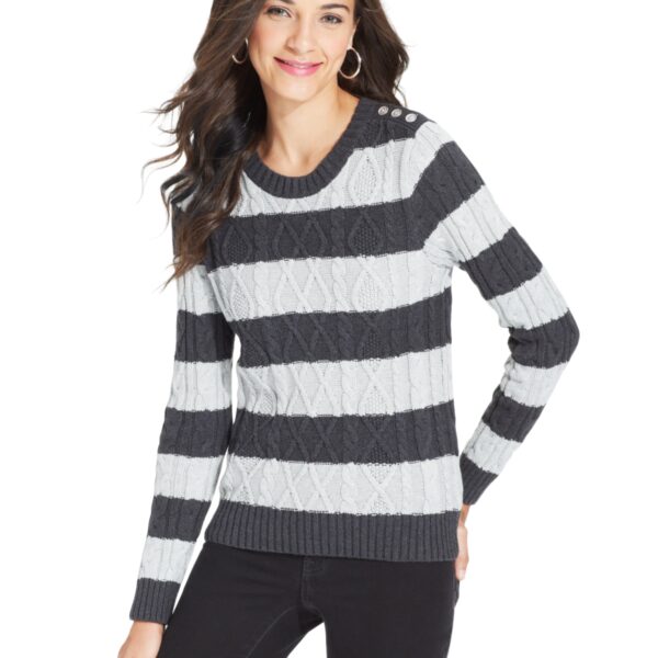 Jeanne Pierre Cowl-Neck Cable-Knit Sweater